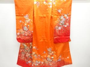 蝶に花模様子供着物・帯セット(重ね衿・長襦袢付き)